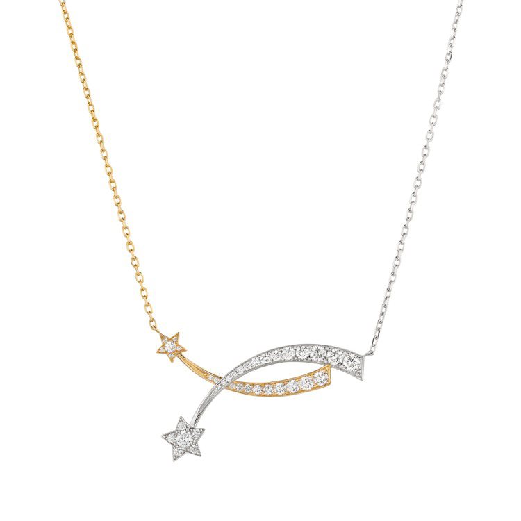 蒂妲史雲頓配戴的香奈兒Comète流星項鍊，18K白金與黃金，鑲嵌鑽石。圖／香奈兒提供