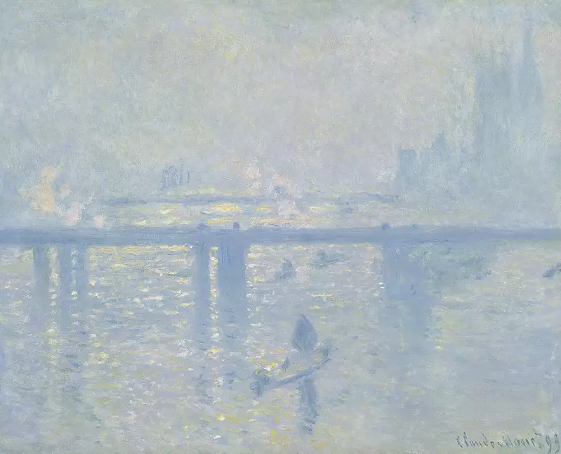 一項新研究發現，法國印象派畫內莫內1901年的名畫「倫敦的查林柯洛士橋」，畫的是...