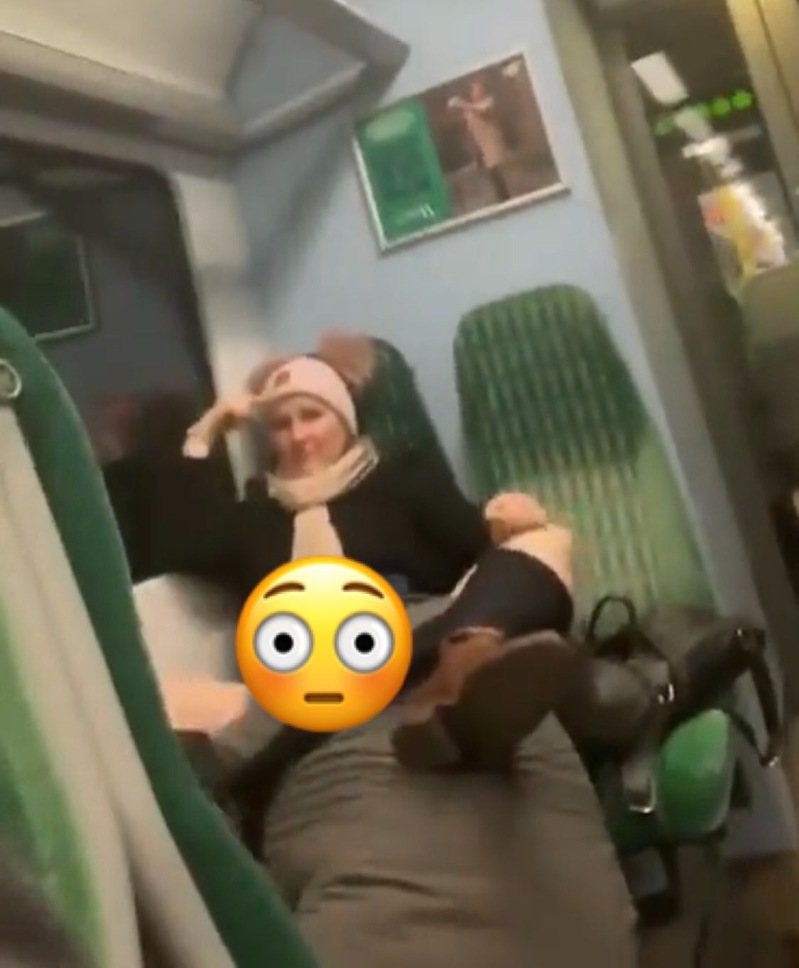 英國一名男子搭乘末班列車時，突然聽到後方傳來奇怪的呻吟聲，發現一對男女正在上演活春宮。 圖／翻攝自推特