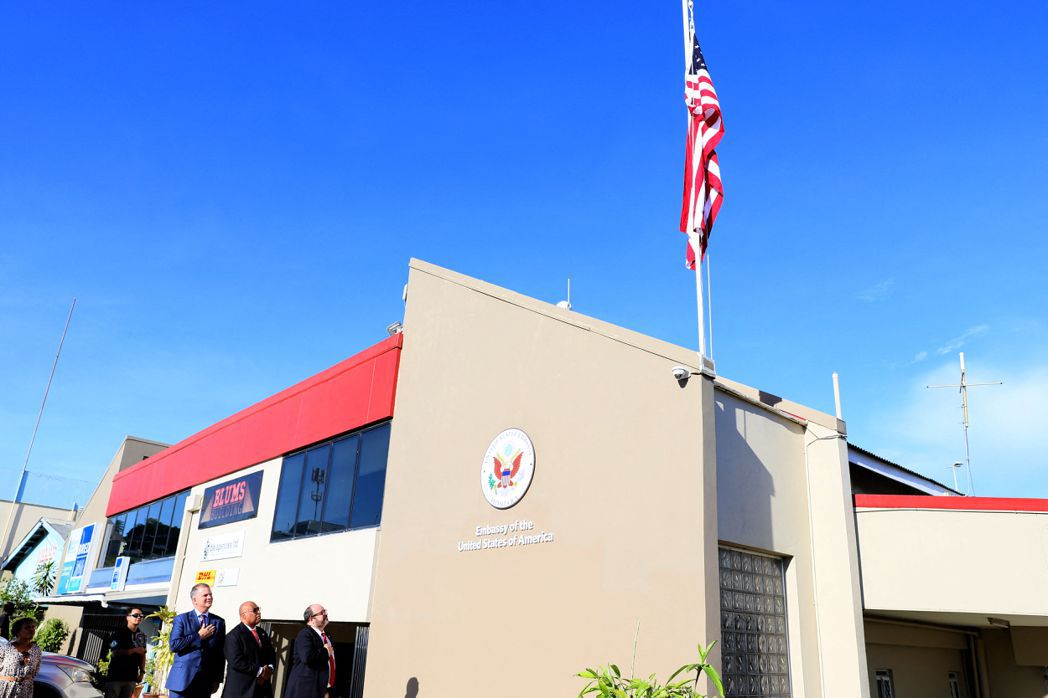 美國駐索羅門群島大使館外觀。法新社