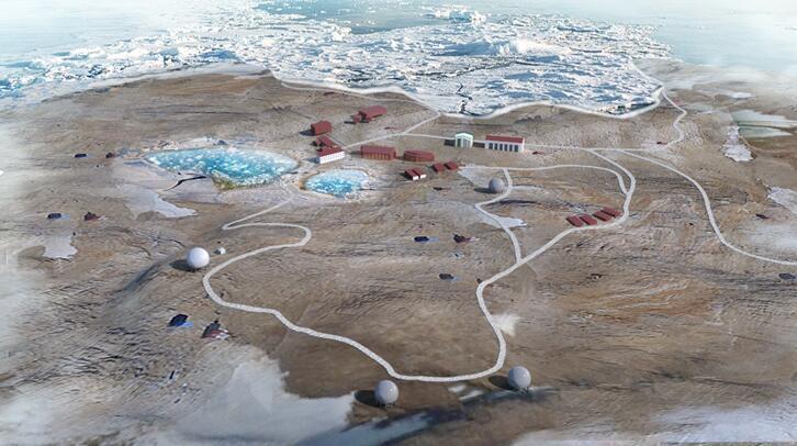 大陸將在南極建衛星地面站的項目效果圖。（取自環球網）