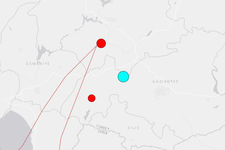 美國地質調查所6日表示土耳其南部當地時間凌晨4點17分發生「規模7.8強震」。截自USGS