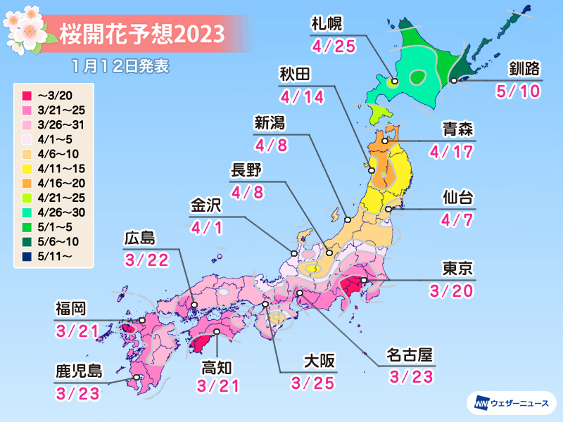 京都櫻花季預測。 圖／weather map