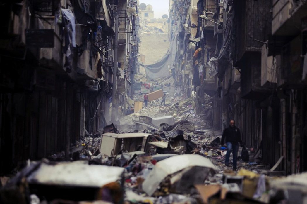 圖為敘利亞阿勒坡的災區。 圖／美聯社