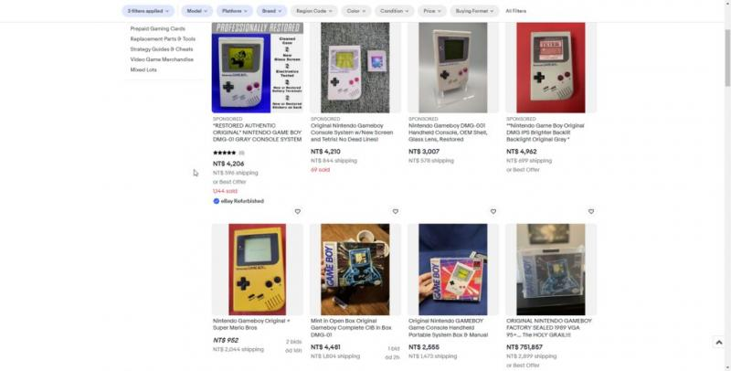 有網友分享任天堂電動掌機Game Boy在國外網購平台售價翻倍，引發熱議。圖擷自PTT