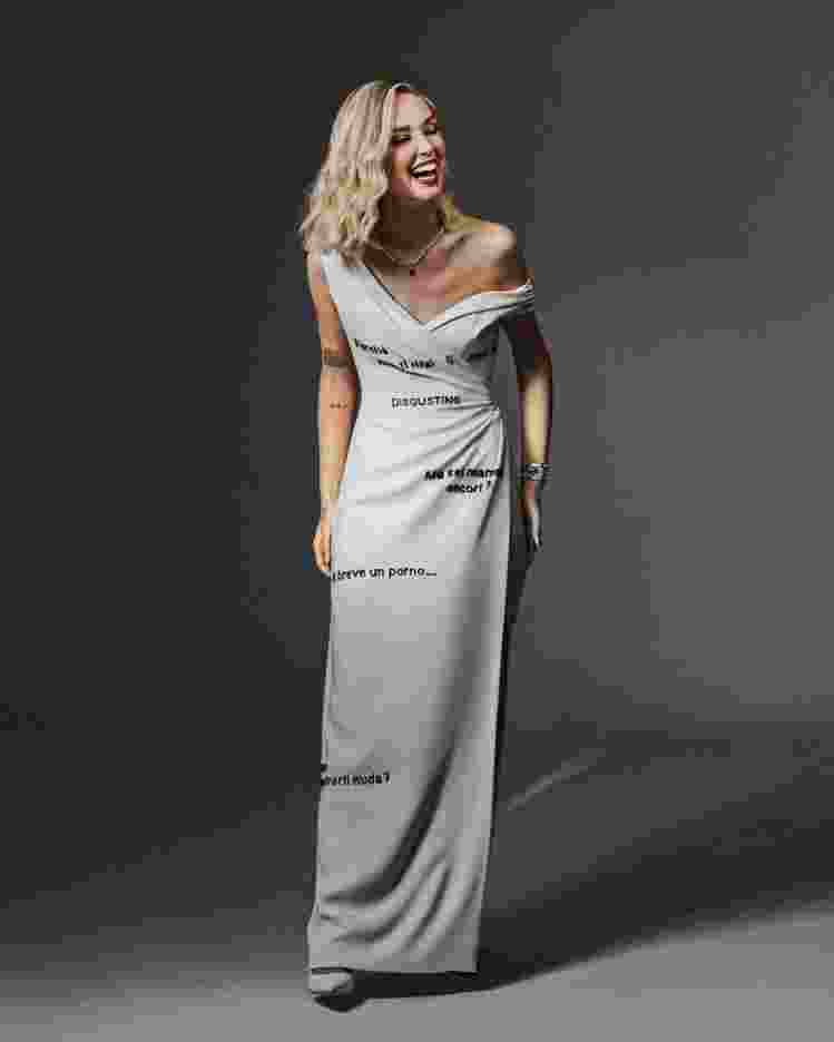 Chiara Ferragni穿著Dior高級訂製服Hate Dress。圖／D...