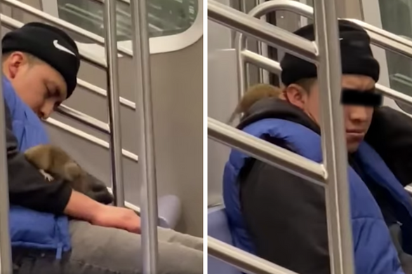 紐約地鐵一隻老鼠爬到乘客身上的畫面嚇壞不少網友。圖/Newsflare Clips