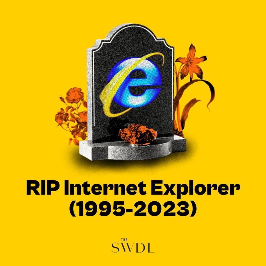 有外媒製作Internet Explorer墓碑紀念照，緬懷IE的27年的歲月。（翻攝自
TheSwaddle推特）