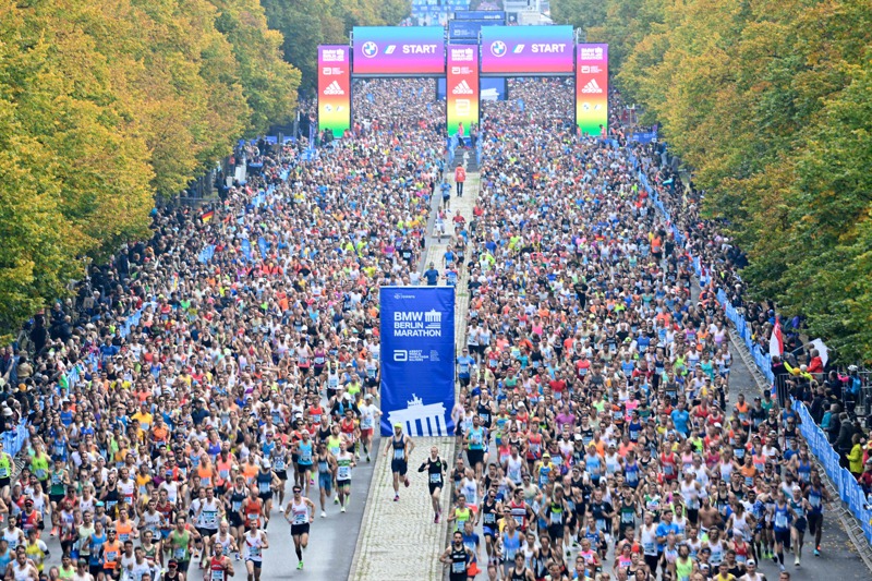 「台灣精品」透過各項體育活動行銷，過往包括柏林馬拉松都是贊助對象。圖為2022年舉行的柏林馬拉松。法新社