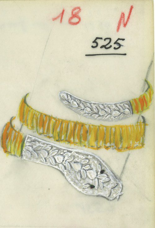 Serpenti骨董珠寶手繪草圖。圖／寶格麗提供