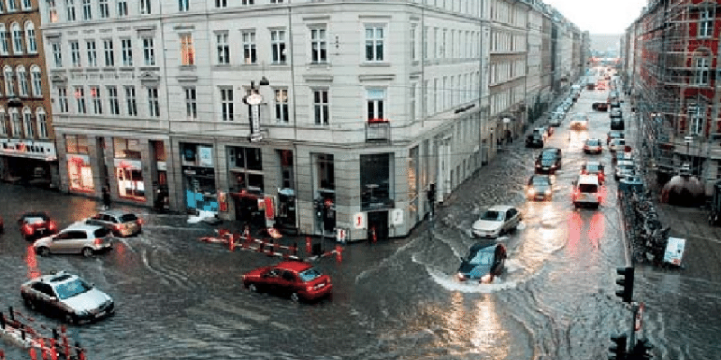 哥本哈根市中心的洪水，2011 年 7 月 2 日。 （圖片來源：Thomas ...