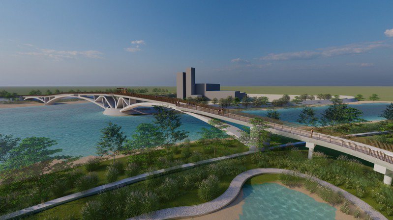 桃園市許厝港跨海大橋完工示意圖，預計4月可以啟用。圖／桃園市政府海管處提供