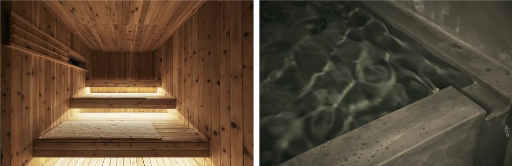 北海道獨棟森林Villa「TAPKOP」桑拿(左)、浴池(右)。圖片來源／prt...