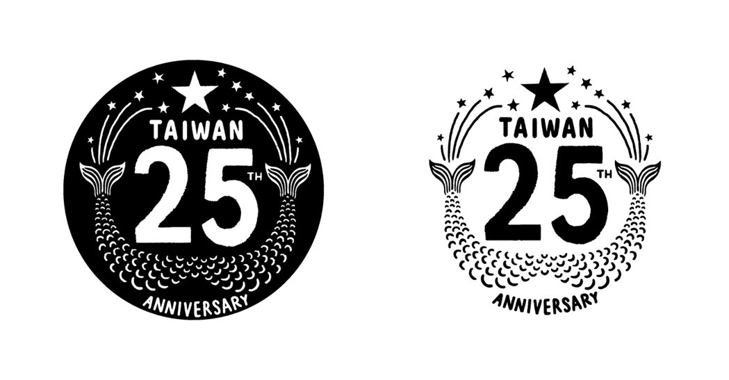 除了主視覺，鄒駿昇也繪製25週年專屬logo，保留經典Siren Tail，並結...