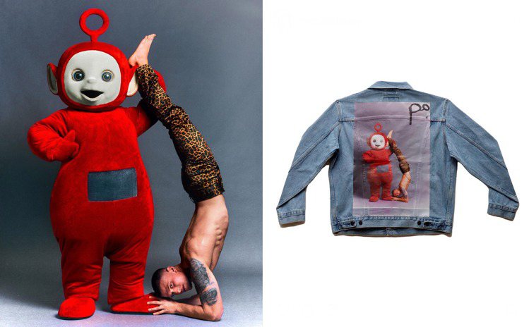紐約設計師品牌Christian Cowan在這季推出了「天線寶寶」迷你聯名系列牛仔外套，設計靈感源自90年代高級時裝廣告。圖／摘自Christian Cowan facebook與官網