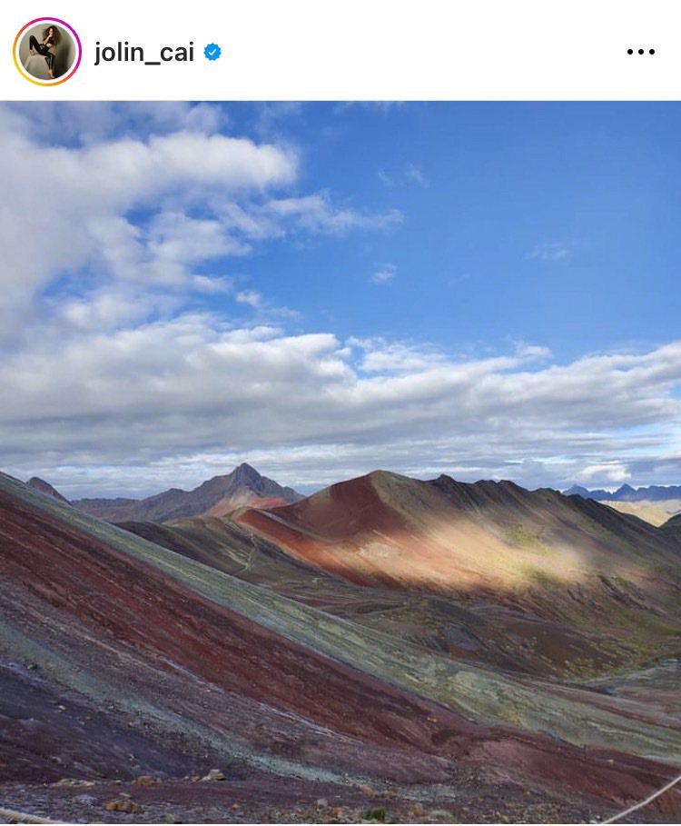 蔡依林曾於2019年造訪秘魯絕景彩虹山。圖／摘自藝人IG