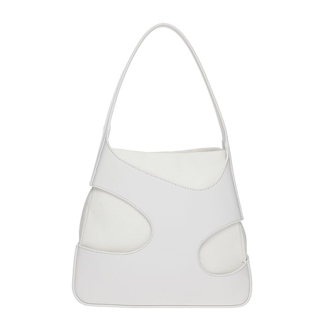 迷你鏤空剪裁白色皮革白色帆布手提包，66,900元。圖／FERRAGAMO提供