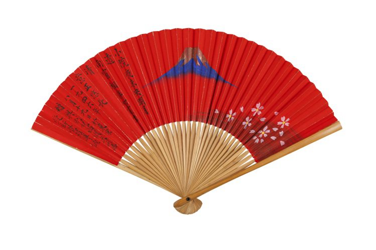清朝末代皇帝溥儀曾親筆提字賦詩的紅扇。圖／富藝斯提供