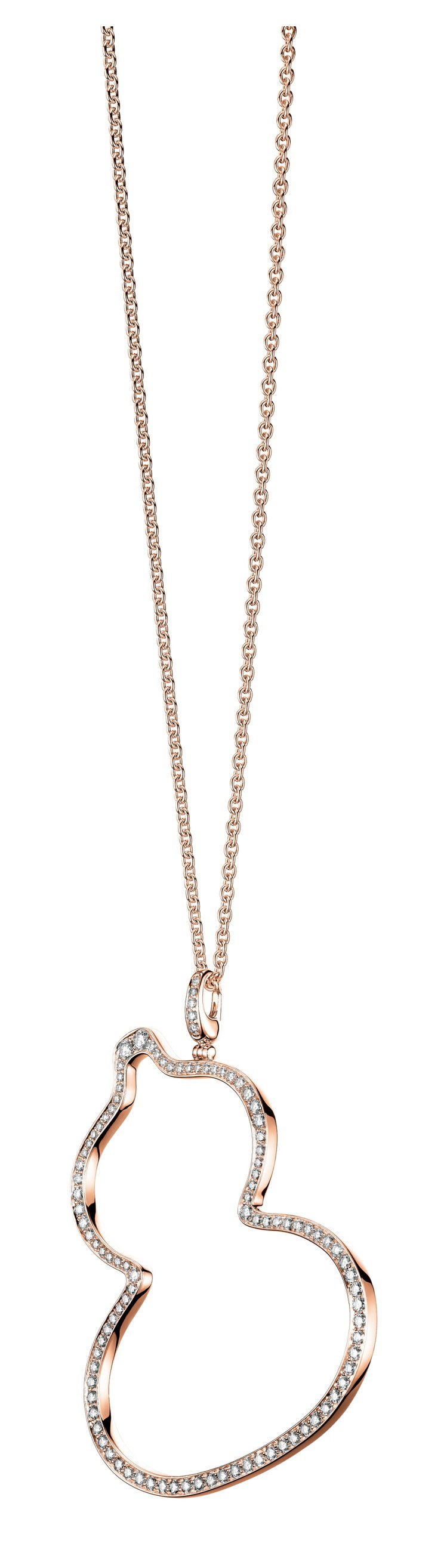 Wulu 18K玫瑰金鏤空鑽石項鍊，價格店洽。圖／Qeelin提供