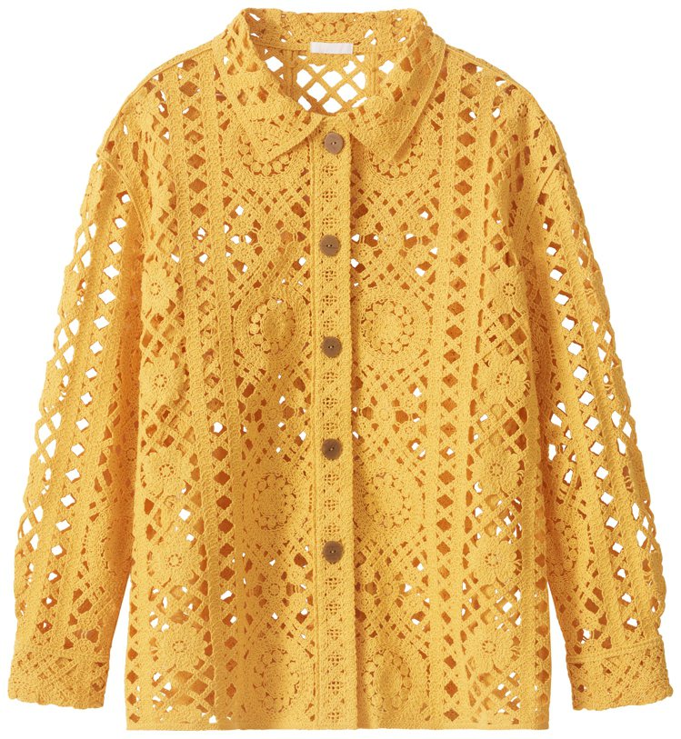 H&M春夏系列鉤邊效果襯衫，1,799元。圖／H&M提供
