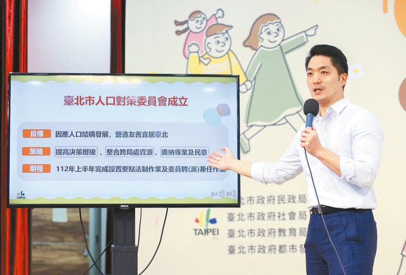台北市長蔣萬安昨天宣布五項新政策搶救台北市的生育率，並成立人口對策委員會。記者余承翰／攝影