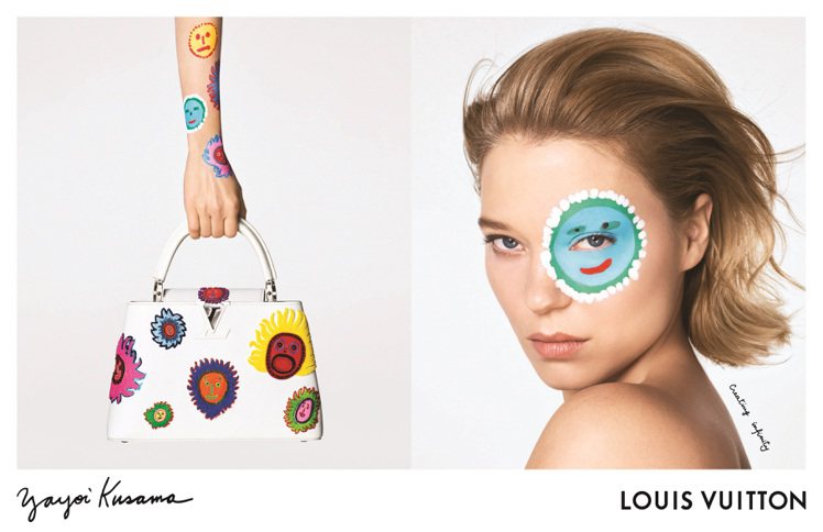 蕾雅瑟杜演繹Louis Vuitton x Yayoi Kusama : 「創造無極限」第二波形象廣告。圖／路易威登提供