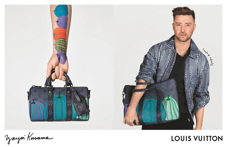 大賈斯汀演繹Louis Vuitton x Yayoi Kusama : 「創造無極限」第二波形象廣告。圖／路易威登提供