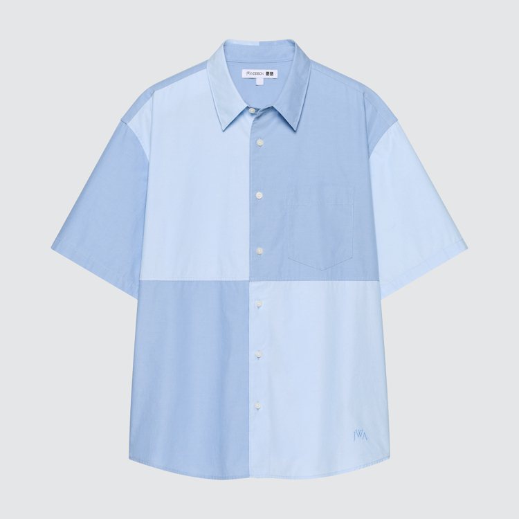 UNIQLO and JW ANDERSON系列男裝拼色寬版襯衫，990元。圖／UNIQLO提供