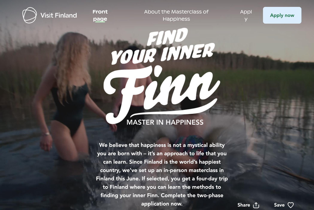 芬蘭出錢招待外國旅客探訪這個全球最幸福國家。擷自Vist Finland