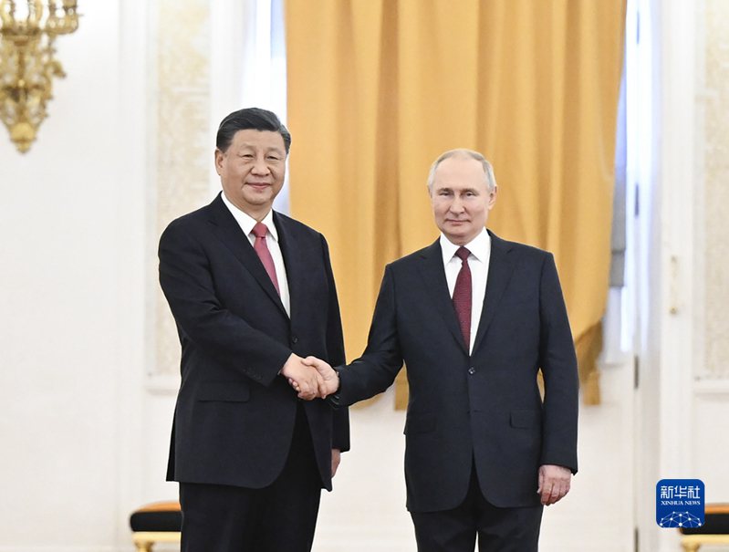 中國國家主席習近平在莫斯科同俄羅斯總統普亭舉行會談。(新華社)