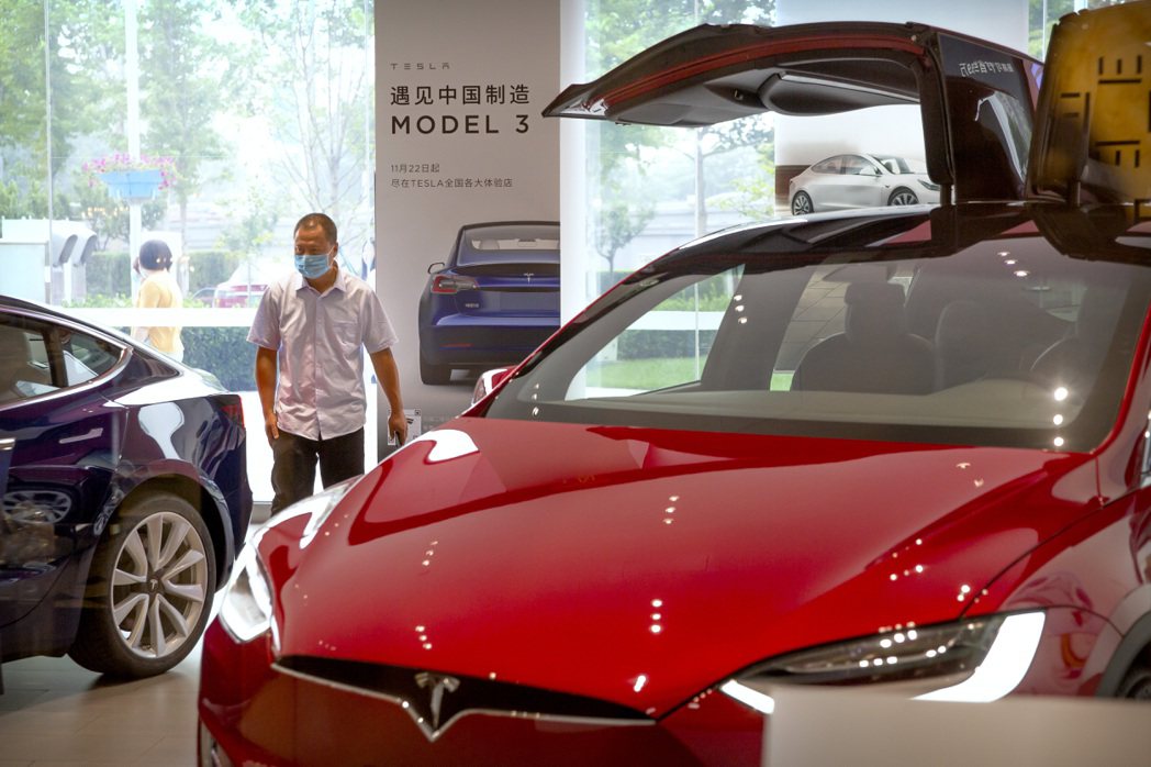 特斯拉（Tesla）在中國大陸北京的展銷門市。  美聯社