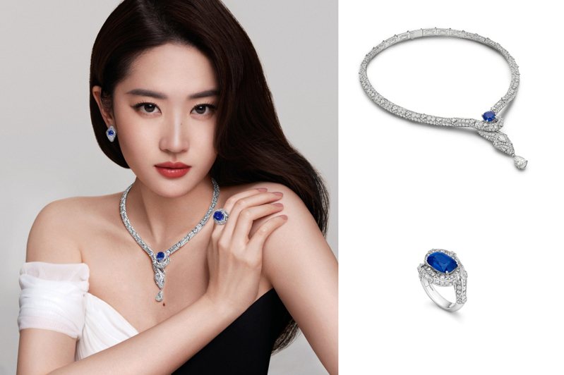 新任寶格麗品牌大使的中國女星劉亦菲演繹Serpenti系列頂級珠寶。圖／寶格麗提供