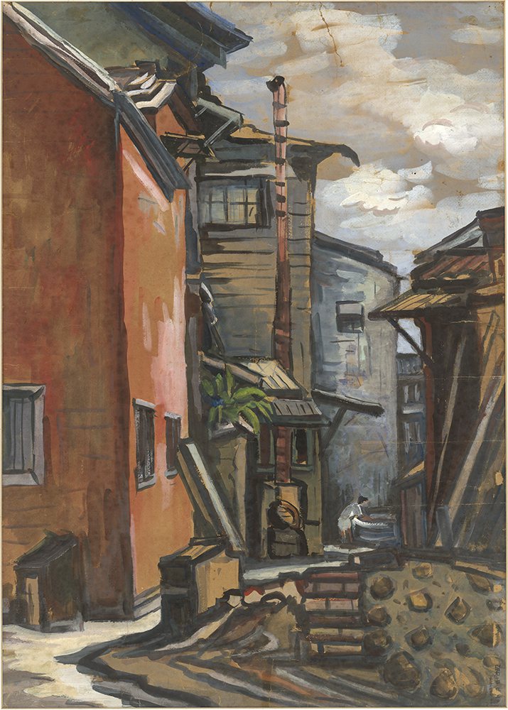 李宴芳，〈午後の裏街〉，1939，第二回府展入選。