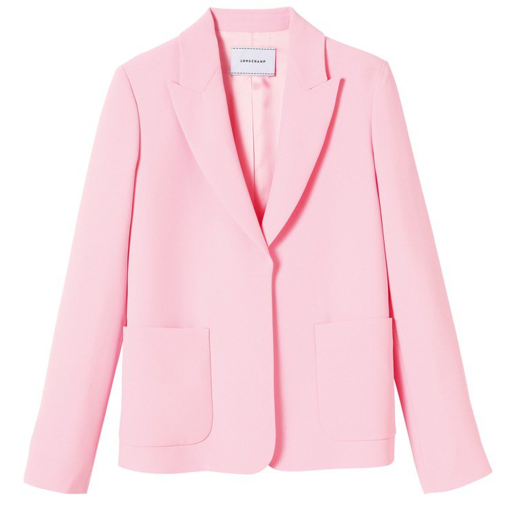Longchamp春夏服裝系列粉色西裝外套，25,800元。圖／Longcham...