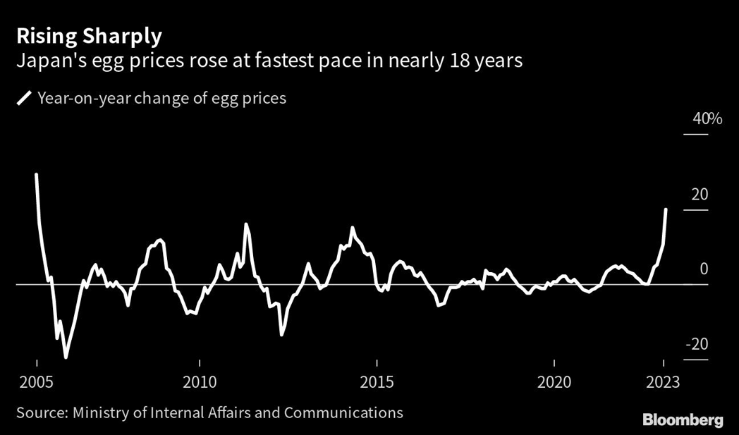 日本蛋價增幅創近18年來最高。/擷自彭博