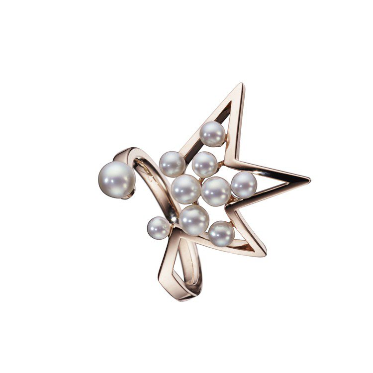 TASAKI abstract star櫻花金珍珠戒指，80,900元。圖／TA...