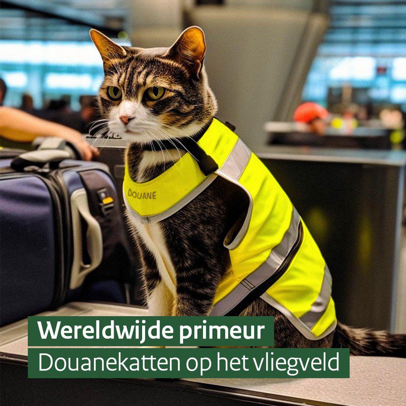 荷蘭海關愚人節前宣布將部屬「海關緝毒貓」，引起網友討論。圖擷自Douane Nederland 
