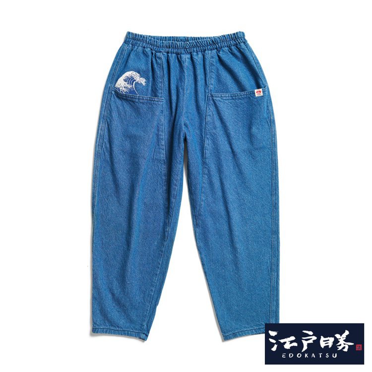 江戶勝indigo平口袋設計長褲，3,690元。圖／江戶勝提供