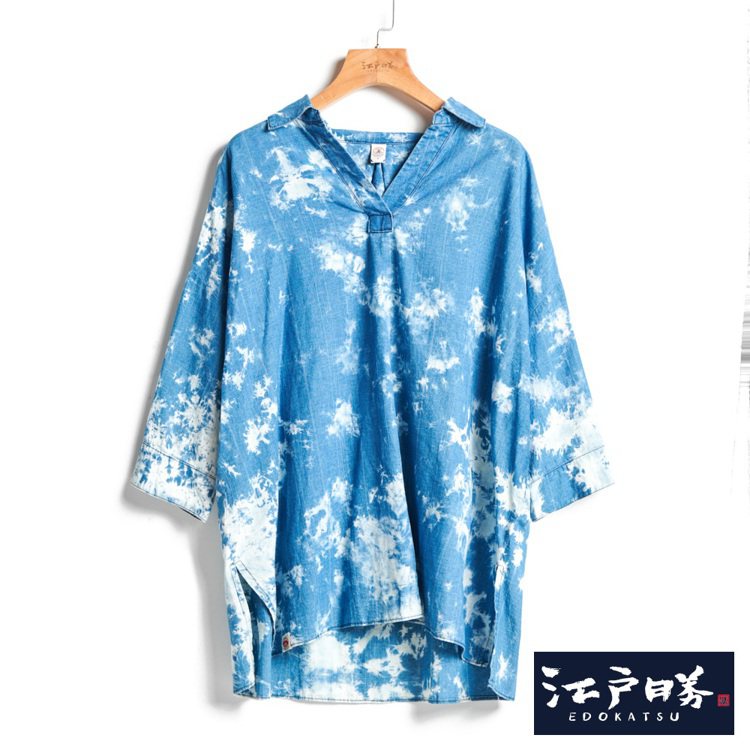 江戶勝indigo渲染七分袖襯衫，2,490元。圖／江戶勝提供
