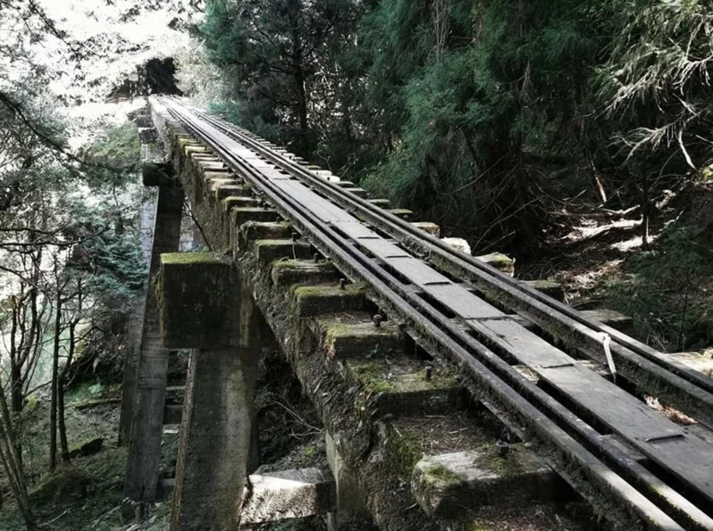 這張是以前的鐵道，木板很窄又殘破不堪，下雨天超級危險。 圖／橘子貓TTtrips