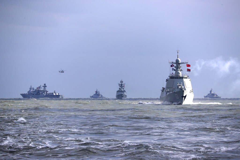 圖為2022年中俄海軍在東海的聯合軍演。 圖／美聯社