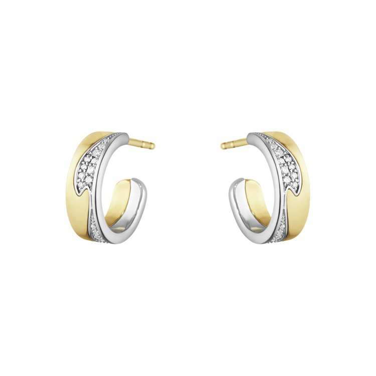 FUSION系列18K白金與18K黃金鑽石耳環，67,000元。圖／喬治傑生提供