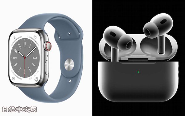 Apple Watch（左）和AirPods（右）