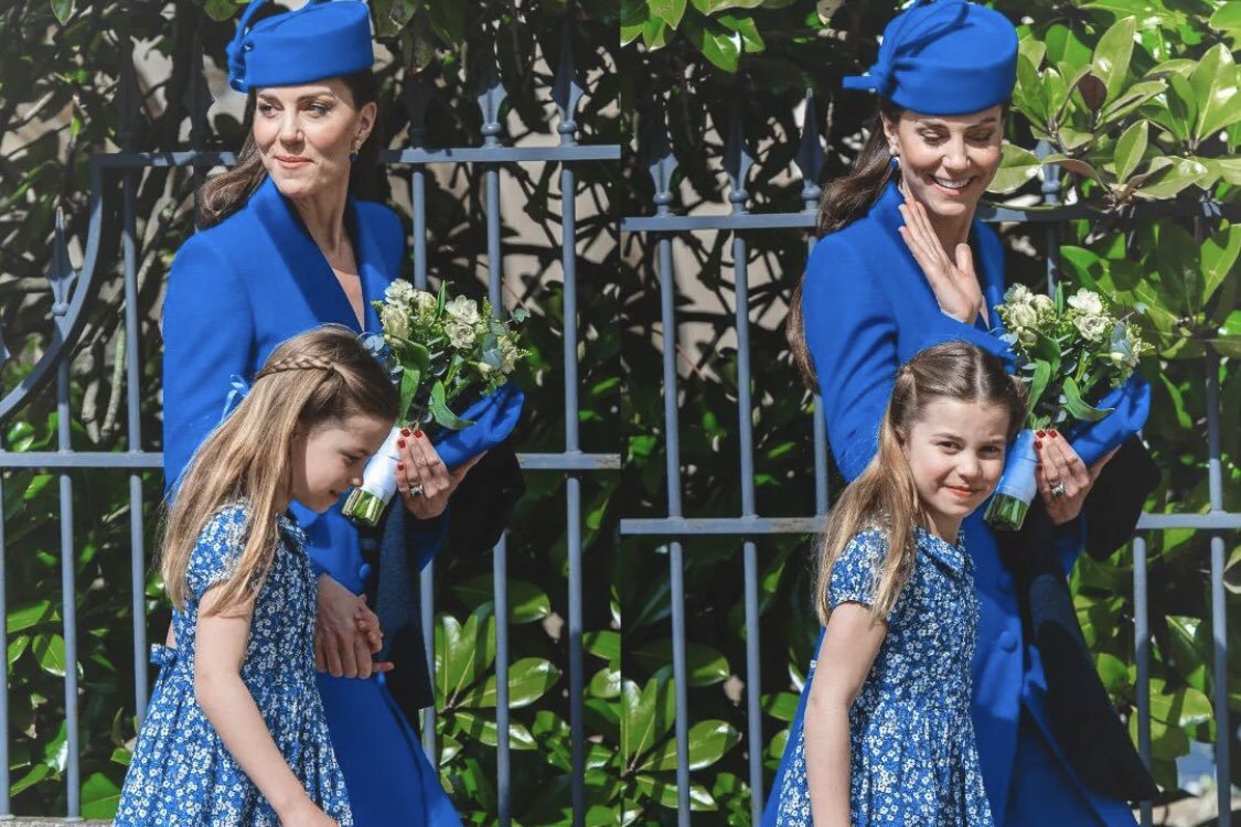 凱特王妃一家五口皇家藍穿搭 夏綠蒂公主超有女王樣