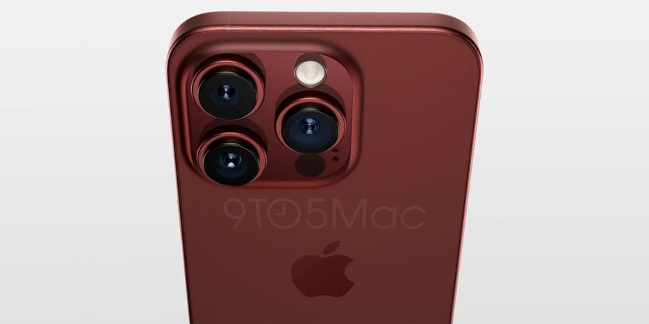 蘋果iPhone 15 Pro新機渲染圖曝光，傳會推出「酒紅色」新色；此為示意圖。圖／取自《9to5Mac》