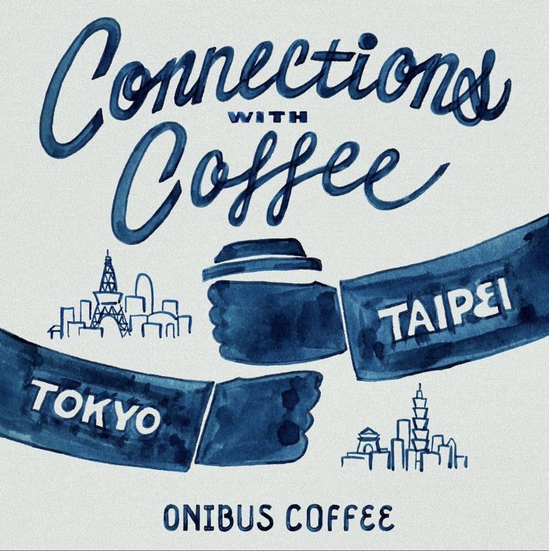 「ONIBUS COFFEE TAIPEI 」一號店主視覺，來自日本的潮流插畫家Chalkboy。圖／摘自「onibuscoffee_taipei」IG。