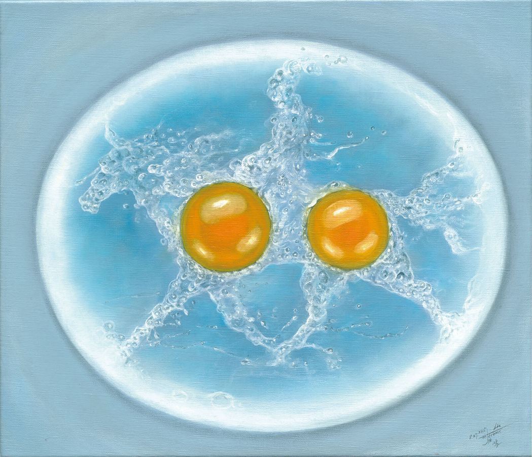 給跑馬的兩顆蛋, 油畫, 45.5x53cm, 2015。圖／藝術家提供