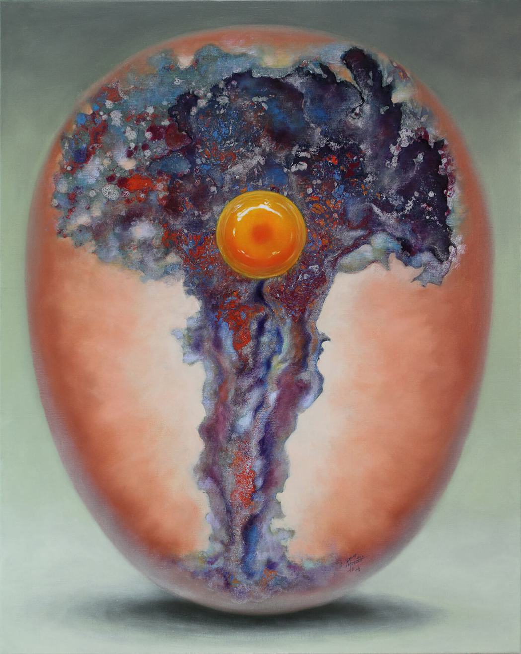 蛋生之樹, 油畫, 91x72.5cm, 2018。圖／藝術家提供