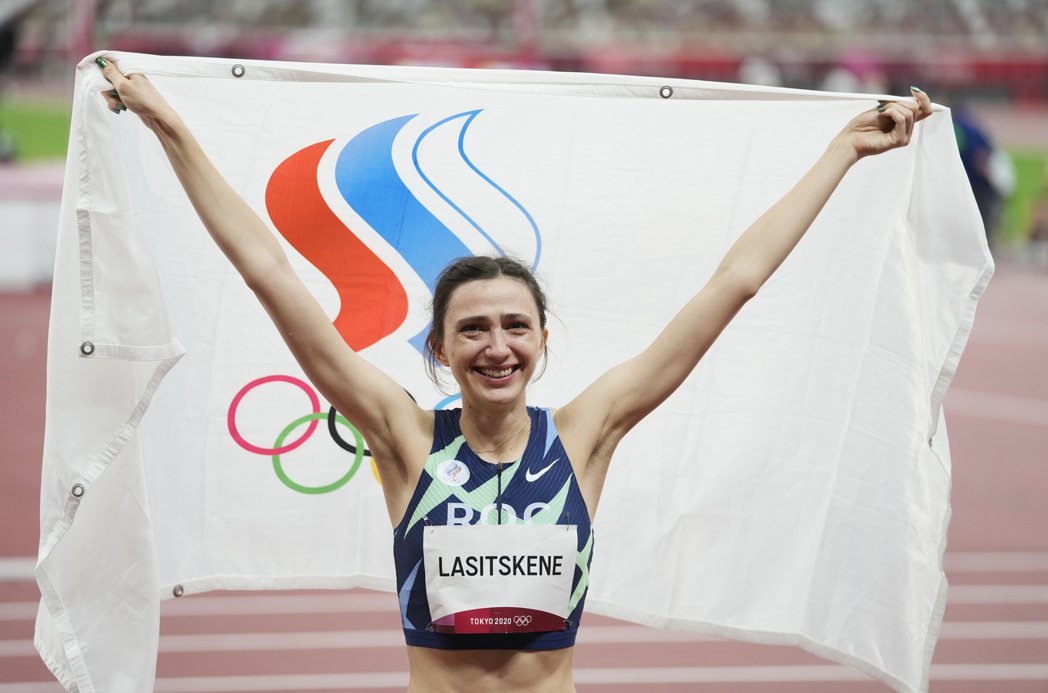 圖為在東京奧運奪得跳高金牌的俄羅斯選手拉斯兹科內（Mariya Lasitskene）。 圖／歐新社