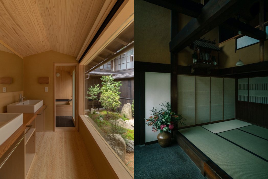 左為浴室，右為一樓土間。 圖／谷屋提供、攝影：山本 純一、田ノ岡宏明